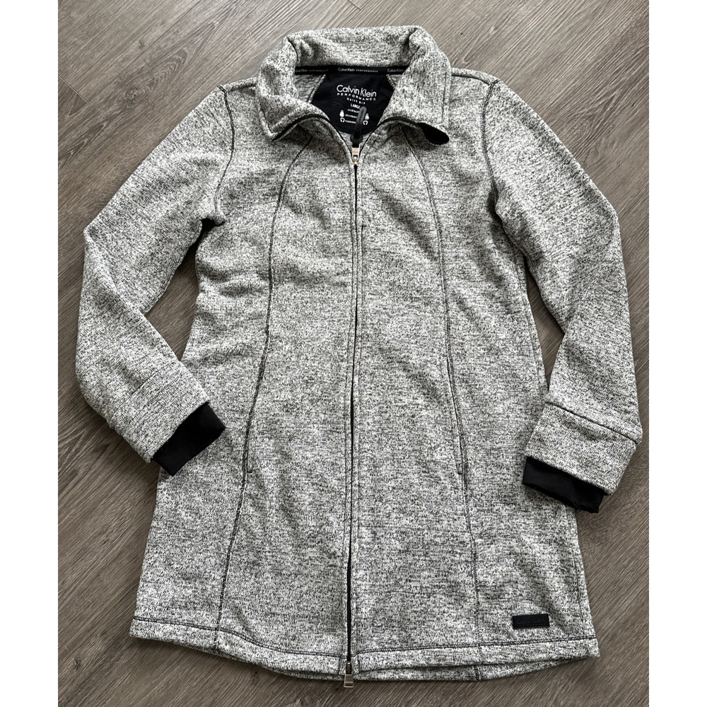 New Calvin Klein Performance Dog Walking Jacket Women Large Black White Heather